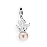 Angel Charm Engel aus Silber mit weißer Muschelkernperle und Karabiner