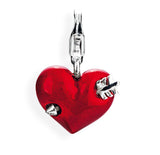 Heart Charm Herz mit Pfeil aus Silber Brandlack und Karabiner