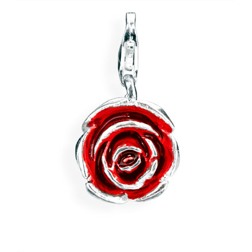 Nature Charm Rose aus Silber mit Brandlack und Karabiner