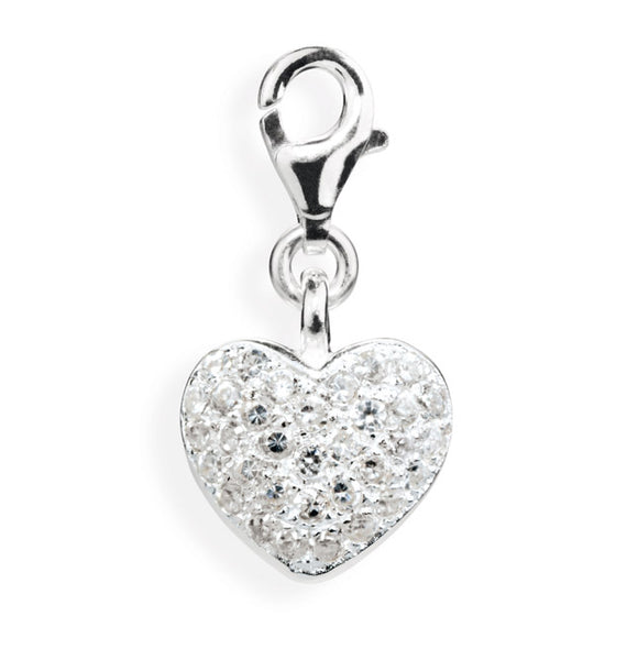 Heart Charm Herz aus Silber mit weißem Zirkoniapavée und Karabiner