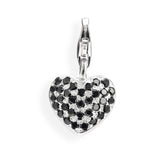 Heart Charm Herz aus Silber mit schwarzem Zirkoniapavée und Karabiner