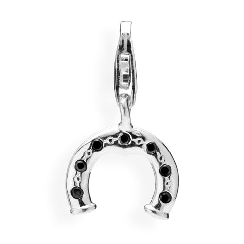 Wiesn Charm Hufeisen aus Silber mit Zirkoniapavée und Karabiner
