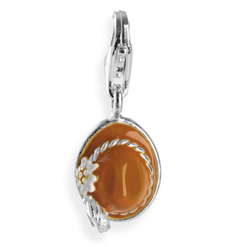 Wiesn Charm Tiroler Hut aus Silber mit Brandlack und Karabiner