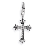 Symbols Charm Kreuz aus Silber mit Zirkoniapavée und Karabiner