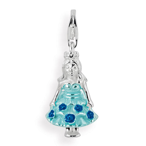 Märchen Charm Prinzessin aus Silber mit Brandlack und Karabiner