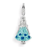 Märchen Charm Prinzessin aus Silber mit Brandlack und Karabiner