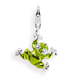 Charm Frosch aus Silber mit Brandlack und Karabiner