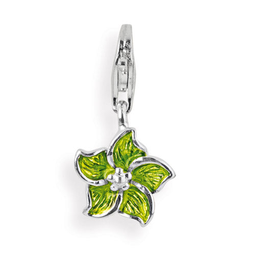 Nature Charm Blüte aus Silber mit Brandlack und Karabiner