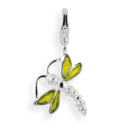 Charm Libelle aus Silber mit Brandlack und Karabiner