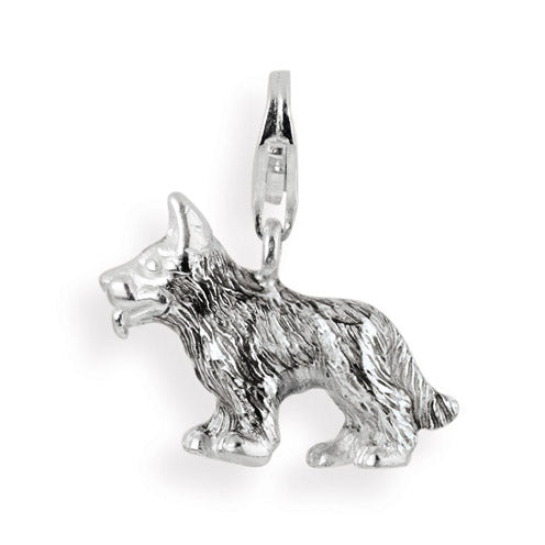 Animal Charm Hund aus Silber mit Brandlack und Karabiner