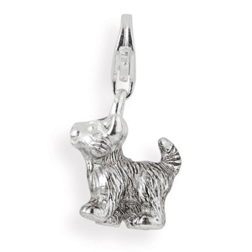 Animal Charm Katze aus Silber mit Brandlack und Karabiner