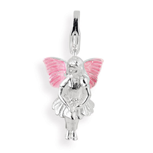 Fantasy Charm Elfe aus Silber mit Brandlack und Karabiner