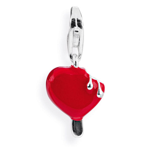 Wiesn Charm Herz Eis aus Silber mit Brandlack und Karabiner