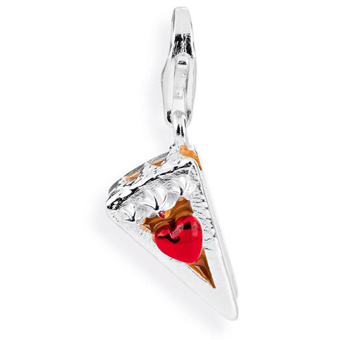 Sweet Charm Stück Torte aus Silber mit Brandlack und Karabiner