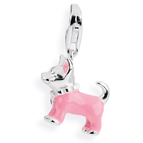 Animal Charm Hund aus Silber mit Brandlack und Karabiner