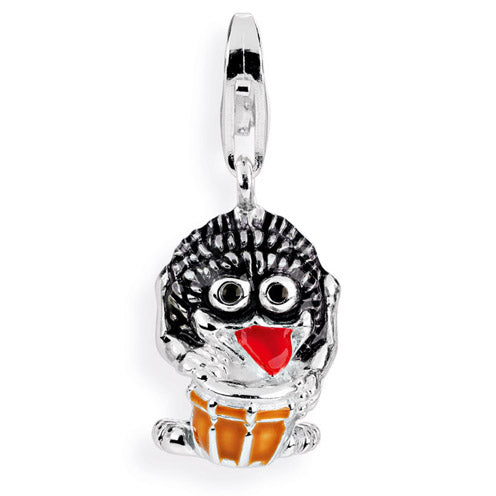 Monster Charm Trommler aus Silber mit Brandlack und Karabiner