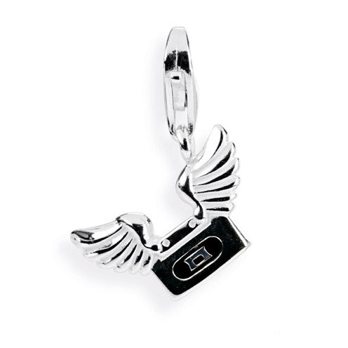 Music Charm Kassette aus Silber mit Brandlack und Karabiner