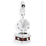 Music Charm Grammophon aus Silber mit Brandlack und Karabiner