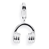 Music Charm Kopfhörer aus Silber mit Brandlack und Karabiner