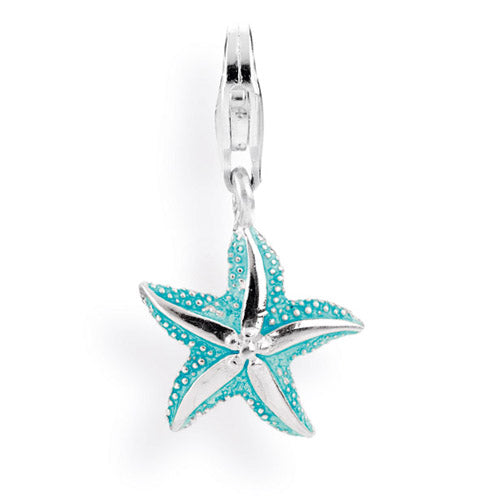 Sealife Charm Seestern aus Silber mit Brandlack und Karabiner