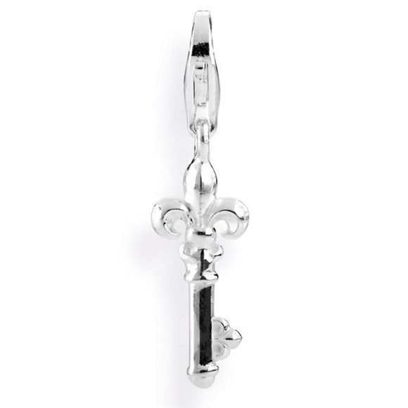 Symbols Charm Schlüssel mit Lilie aus Silber und Karabiner