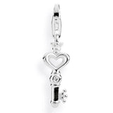 Symbols Charm Schlüssel Herz mit Krone Zirkonia und Karabiner