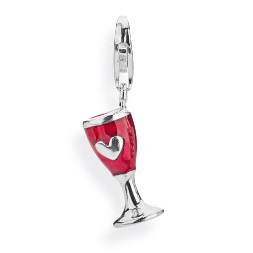 Charm Glas aus Silber mit Brandlack und Karabiner