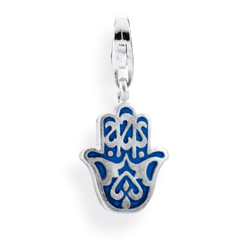 Symbols Charm Fatimas Hand aus Silber mit Brandlack und Karabiner