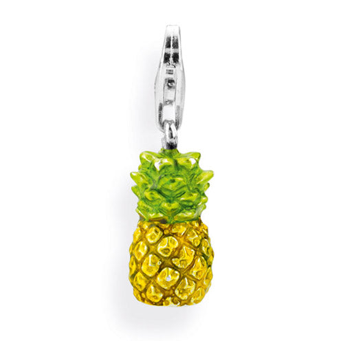 Nature Charm Ananas aus Silber mit Brandlack und Karabiner