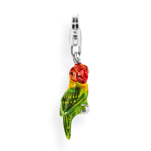 Sealife Charm Papagei aus Silber mit Brandlack und Karabiner