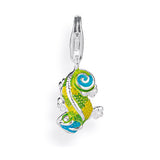 Chameleon Charm aus Silber mit Brandlack und Karabiner