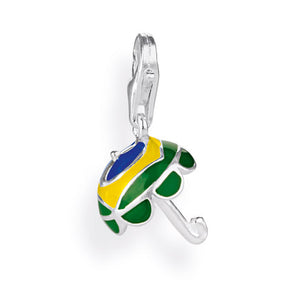 Sealife Charm Sonnenschirm aus Silber mit Brandlack und Karabiner