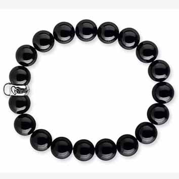 Charm Armband aus schwarzen Muschelkernperlen mit einem Einhänger aus Silber für Charms in der Länge 19 cm