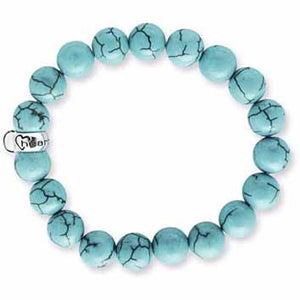 Charm Armband aus Türkisen mit einem Einhänger aus Silber für Charms in der Länge 19 cm