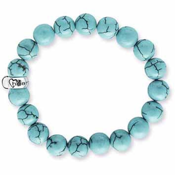 Charm Armband aus Türkisen mit einem Einhänger aus Silber für Charms in der Länge 19 cm