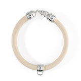 Lederband creme mit Charmträger aus Silber und Karabiner Länge 21 cm