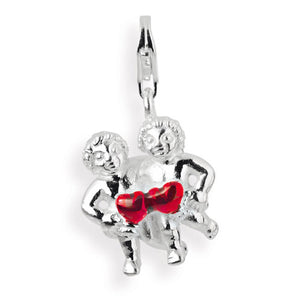 Sternzeichen Charm Zwillinge aus Silber mit rotem Brandlack