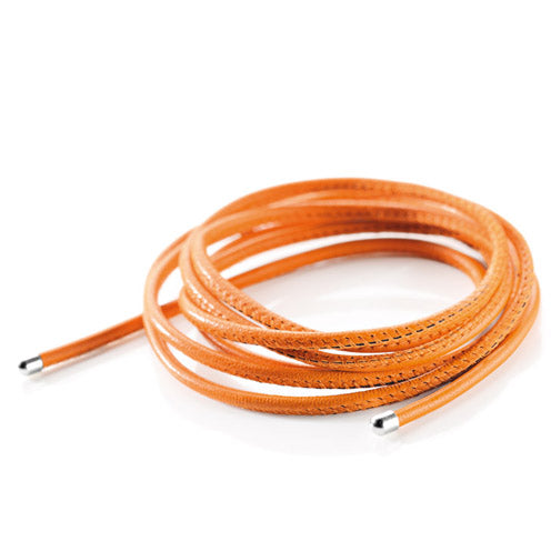 Lederband orange mit silbernen Endkappen