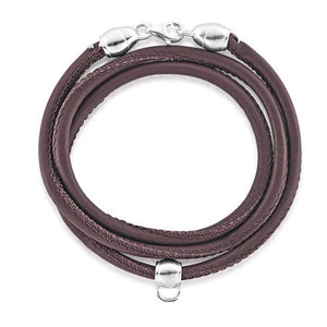 Lederarmband braun mit Charmträger aus Silber und Karabiner