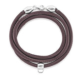Lederarmband braun mit Charmträger aus Silber und Karabiner