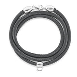 Lederarmband schwarz mit Charmträger aus Silber und Karabiner