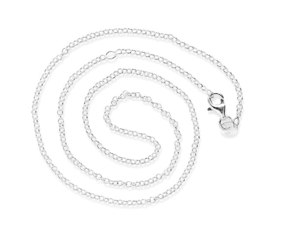 Feine Erbskette 2 mm aus Silber in der Länge 40 cm Zwischenöse bei 38 cm mit Karabiner auch für Kinder geeignet