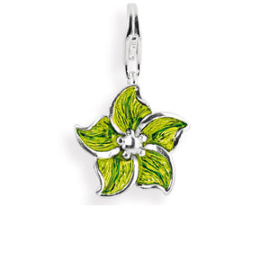 Green Froggy Maxi Charm Blüte aus Silber mit Brandlack und Karabiner