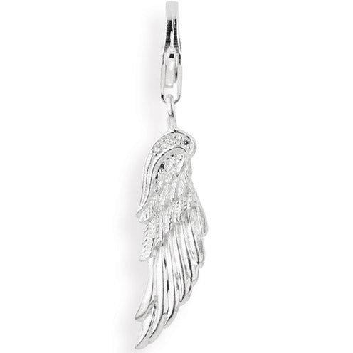 Fly with Me Maxi Charm Flügel aus Silber mit Zirkoniapavée und Karabiner