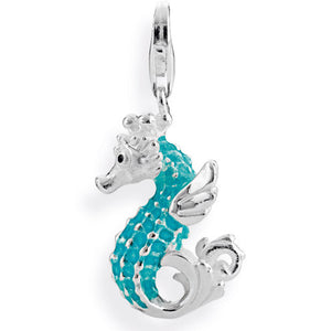 Sealife Maxi Charm Seepferdchen aus Silber mit Brandlack und Karabiner