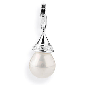 Sealife Maxi Charm aus Silber mit weißer Muschelkernperle und Karabiner