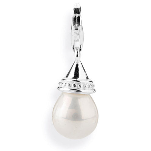 Sealife Maxi Charm aus Silber mit weißer Muschelkernperle und Karabiner