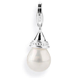 Sealife Maxi Charm aus Silber mit weißer Muschelkernperle und Karabiner