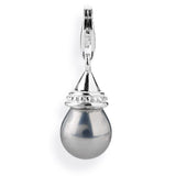 Sealife Maxi Charm aus Silber mit grauer Muschelkernperle und Karabiner