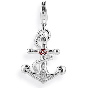 Sealife Maxi Charm Anker aus Silber mit Zirkoniapavée Brandlack und Karabiner